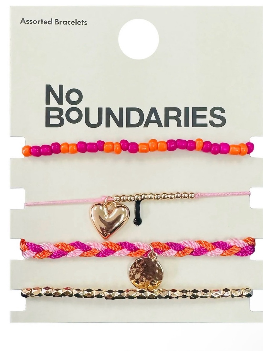 No Boundaries Hot Pink & Orange Layered Bracelet Set with Gold Charms